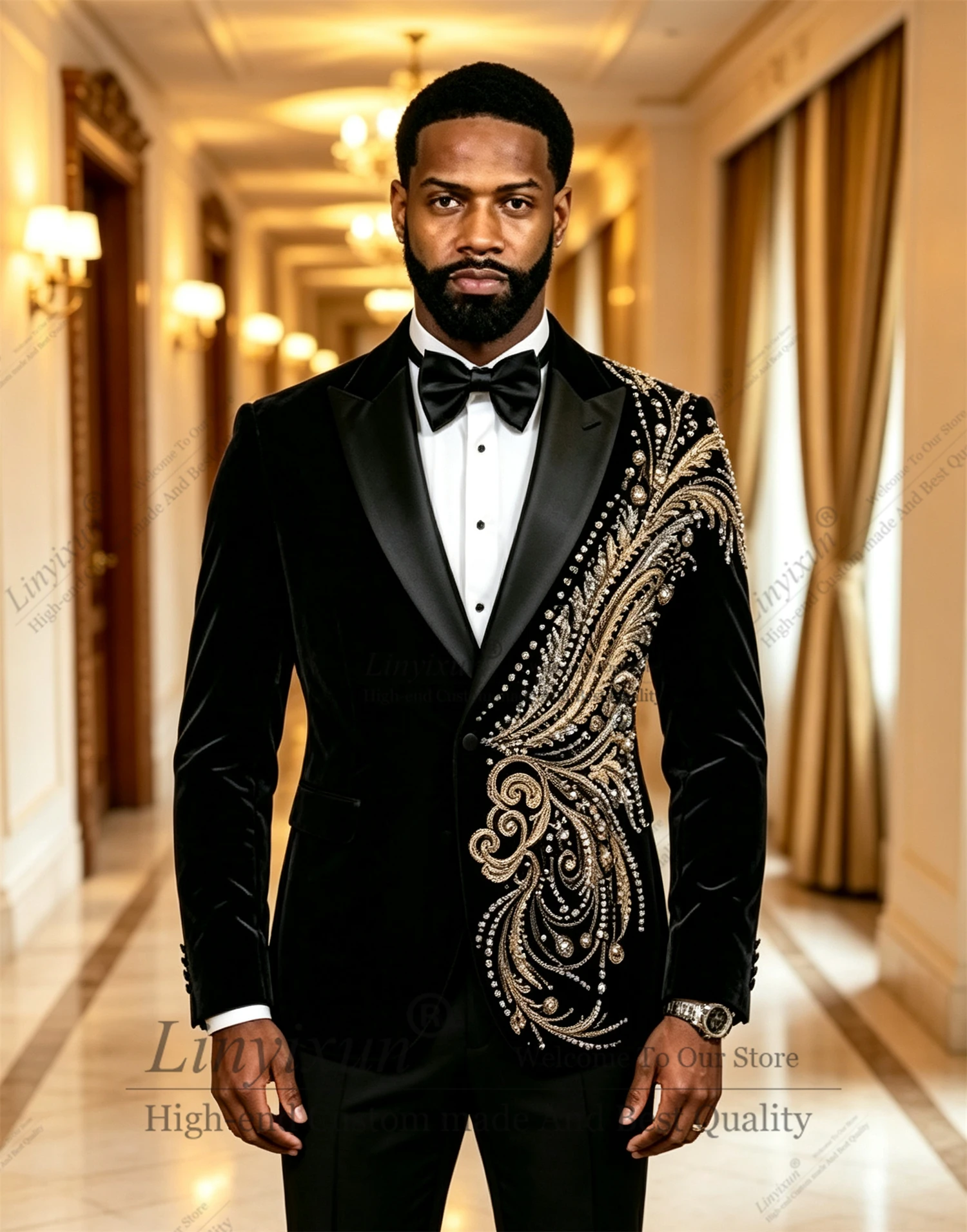 Shiny Men's Luxury Crystal  (Jacket Vest Pants) Rhinestones Formal Evening Suit Tuxedo Wedding Guest Suit Attire Customized