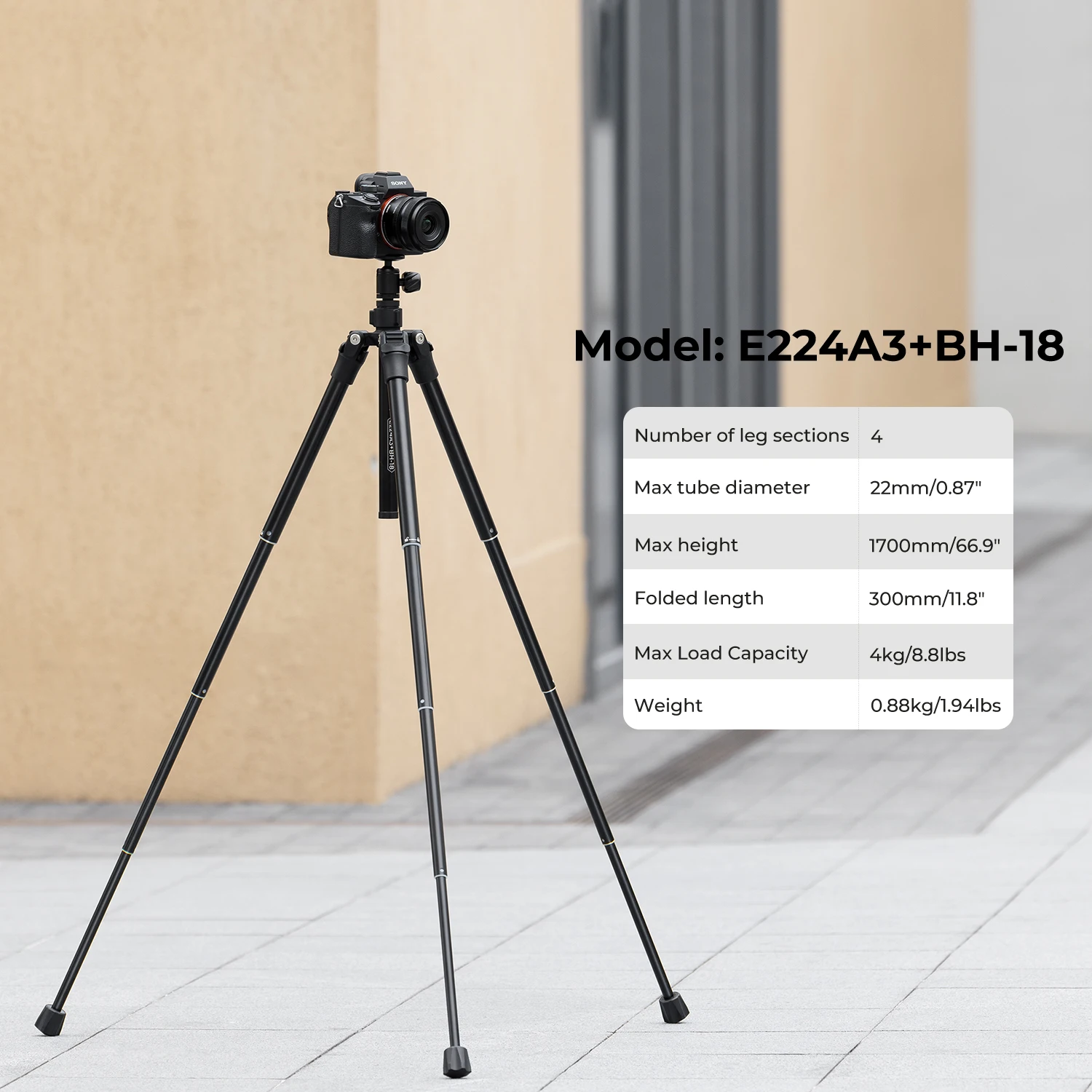 K&F Concept Phone Tripod 170cm 67in Aluminum Mini Portable Video Camera Tripod with Ball Head for DSLR IPhone Holder Clip Stands