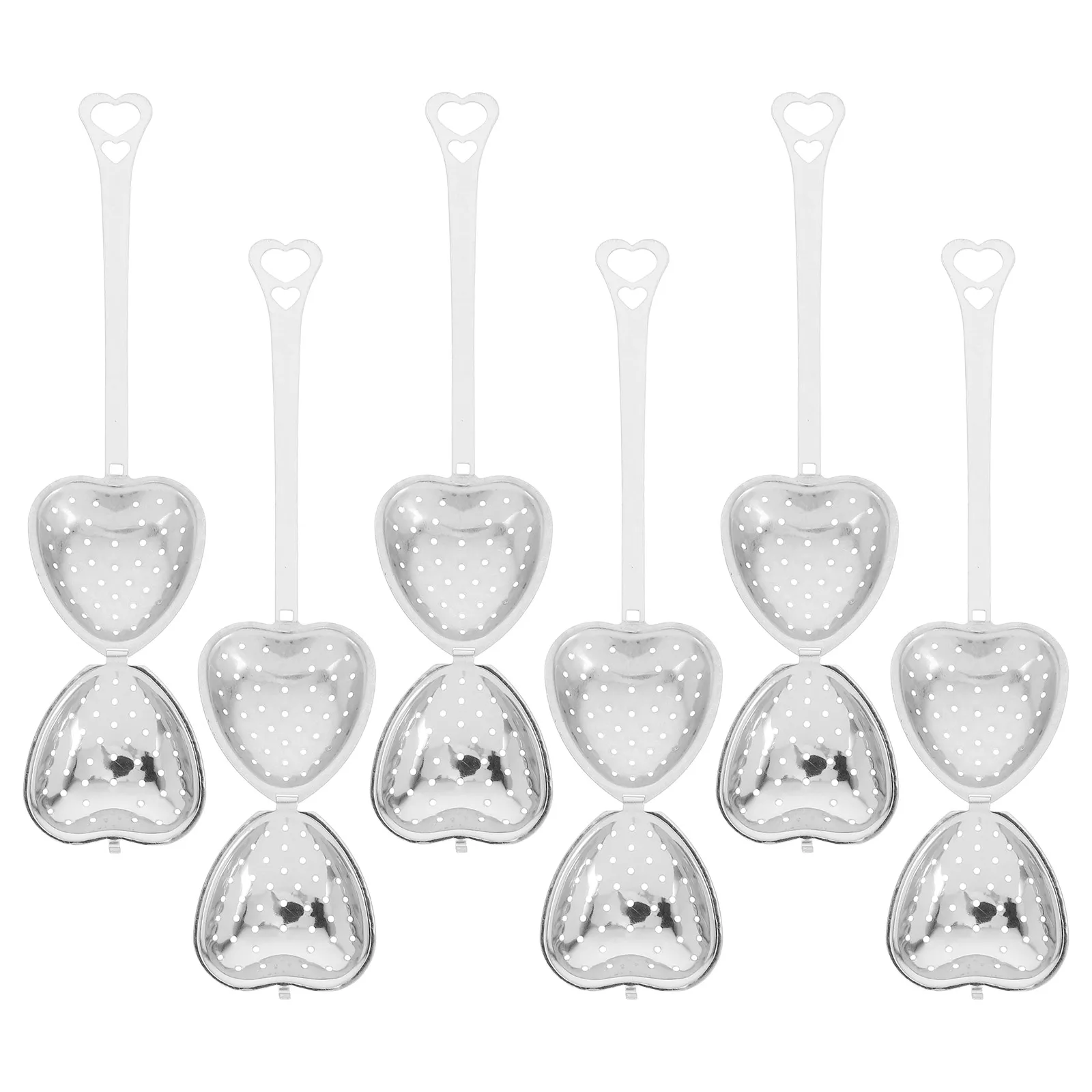 

6Pcs Heart Shaped Stainless Tea Filters Handle Loose Leaf Tea Brewing Experience Elegant Gift Strainer Leaf Loose