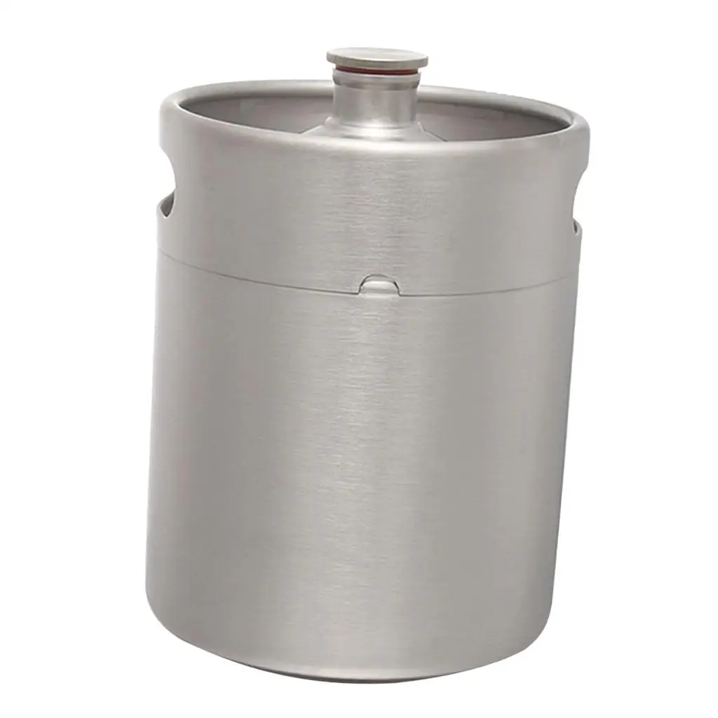 Mini Keg Growler Stainless Steel Barrel Holds Beer Double Handles 2L/3/6L/5L Silver Home Kitchen Camping Supplies