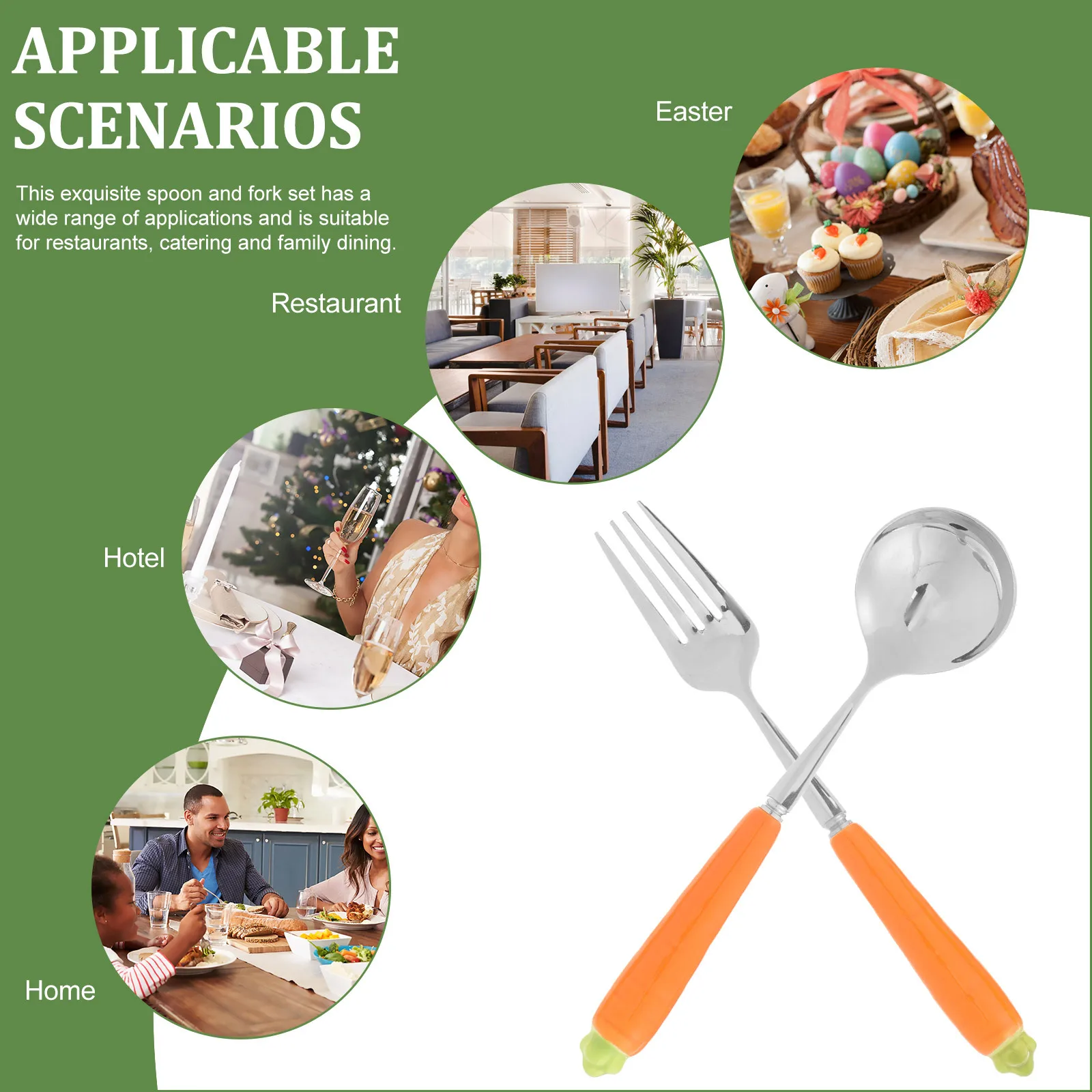 

2 шт., пасхальная тематическая детская посуда, мультяшная морковная вилка, набор ложек, бытовая посуда для супов, десертов, риса, детская ложка, вилка