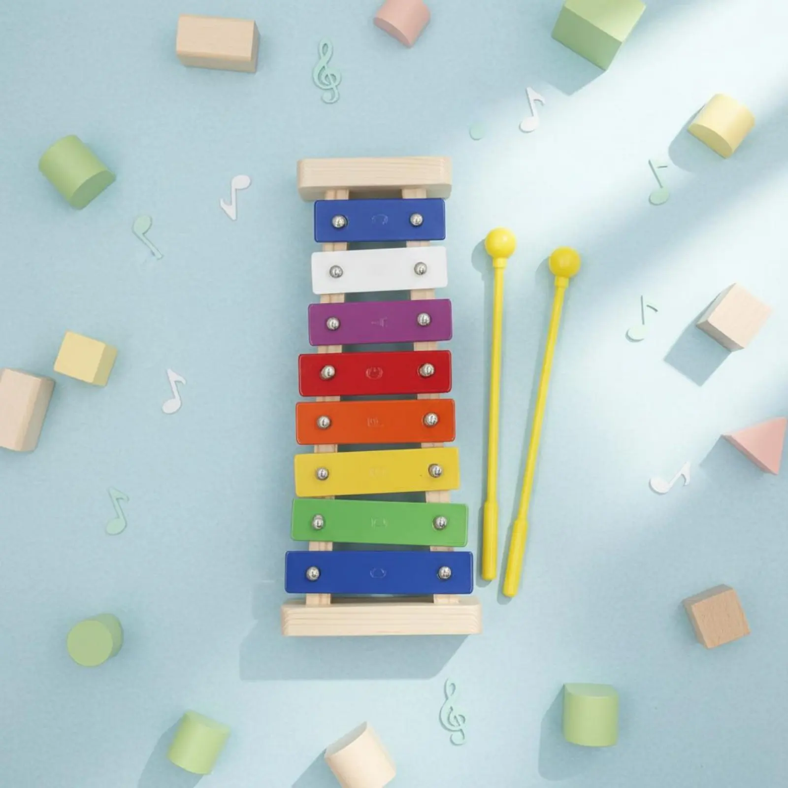 Xilófono de 8 Notas con Sonido Nítido, Xilófono de 8 Barras de Madera, Juguete Musical con Bordes Uniformes, Juguete de Percusión para Niños Pequeños, Enfoque en el Niño