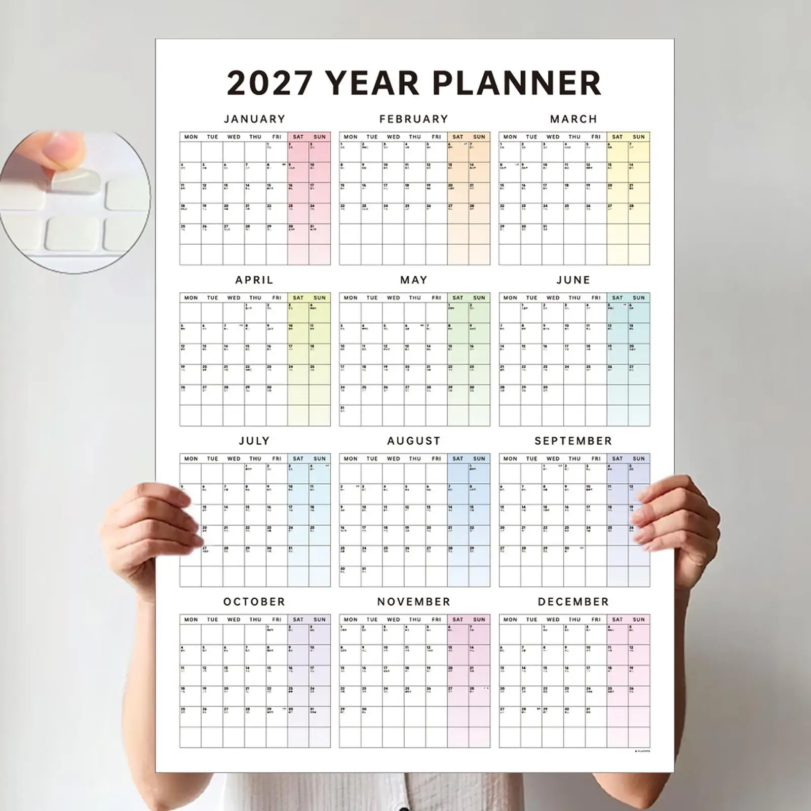 2027 yearly Paper Wall Calendar Large Annual Habit Tracking Schedule With Planner Self Discipline Check In Plan Table for Office