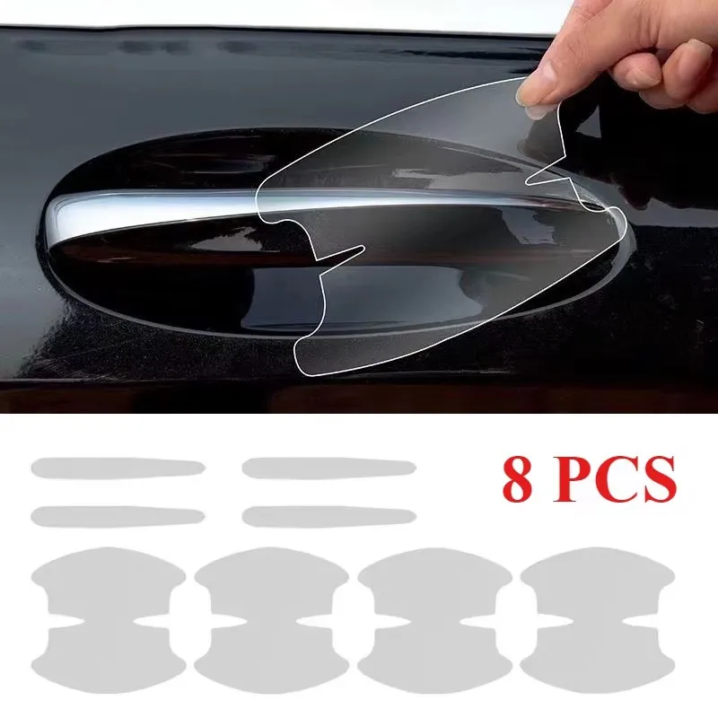 1-6set Car Door Bowl Anti-Scratch Sticker Clear Door Bowl Handle Protection Sticker Paint Surface Film Car Accessories Decals