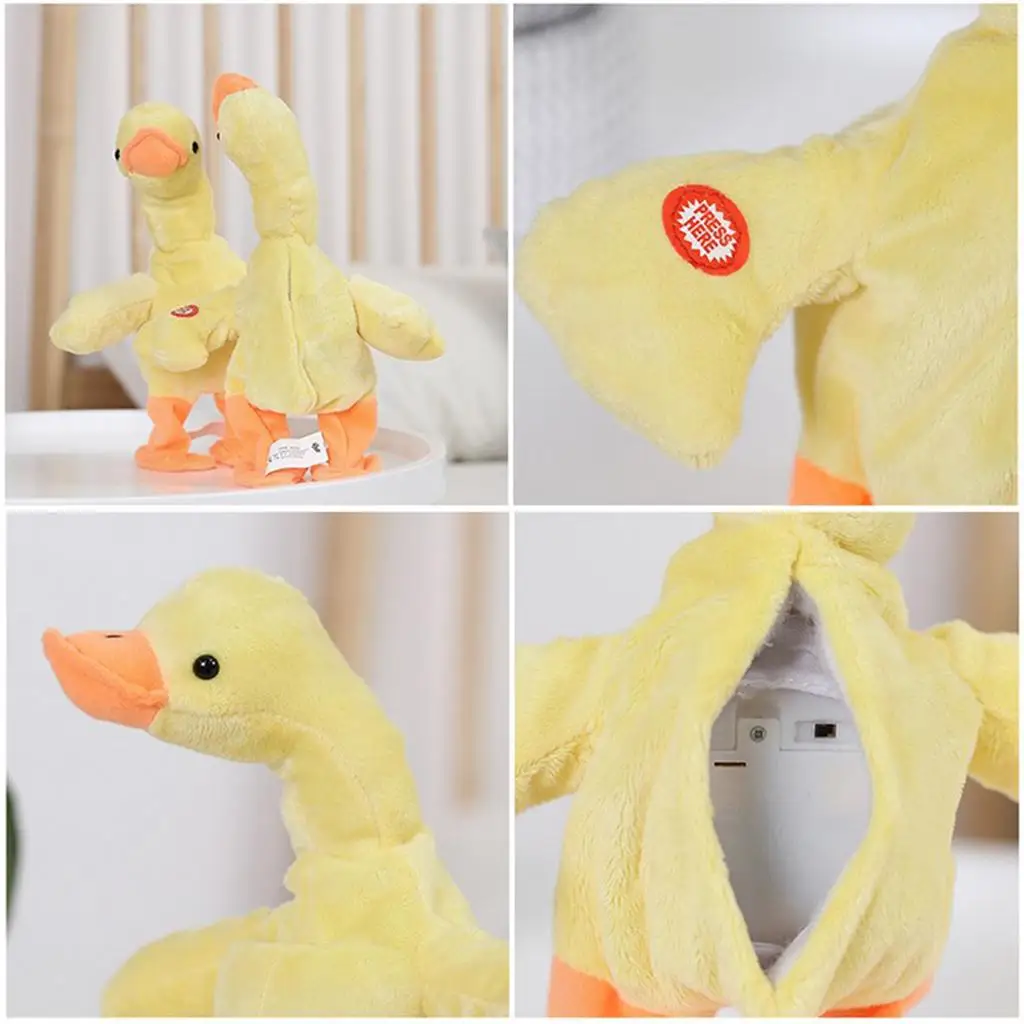 Pato amarillo que camina electrónico para mascotas, Juguete Musical de animales, felpa suave, baile y canto, Moo con diseño y sonidos