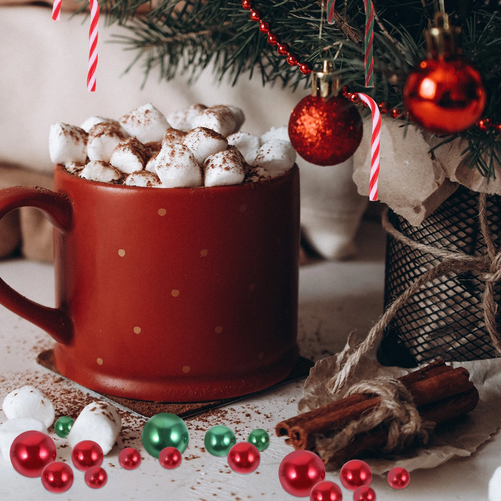 

Candy Cane Set Holiday Ornaments for Tree Hanging Decoration Pearl Small Christmas Theme Red Green DIY Party Accessories Xmas