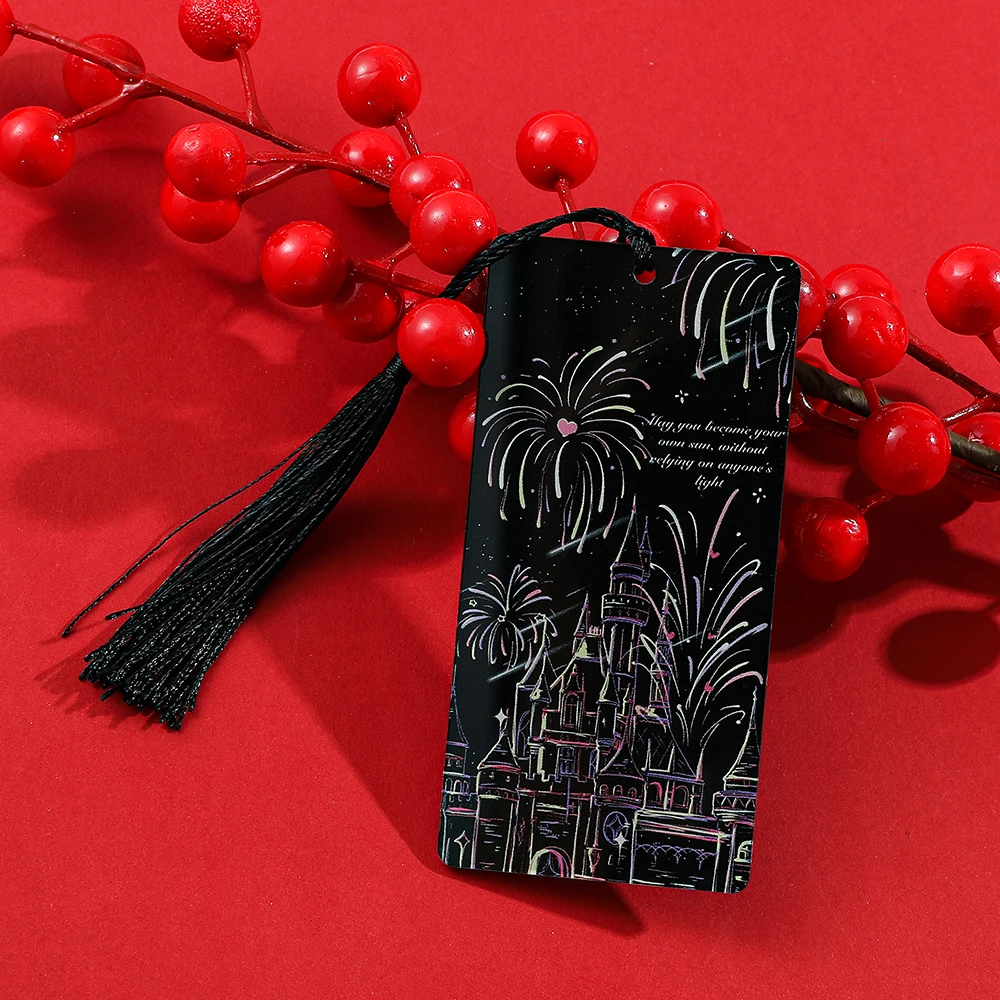 Black Tassel Fireworks Bookmark Acrylic Bookmark Protector Page for Book Lovers Reading Marker Teacher Family Memorial Gift