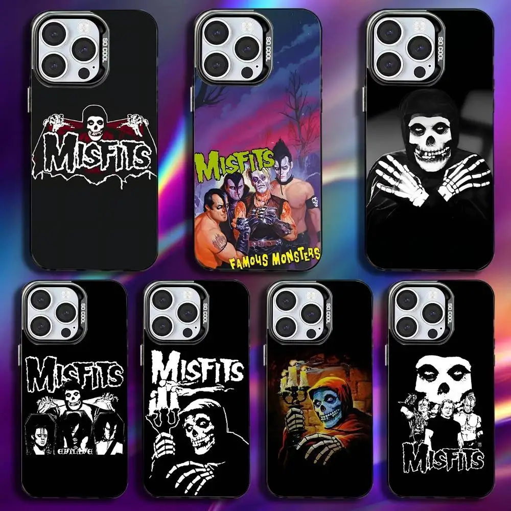 

M-Misfits Rock Band Phone Case For iPhone 16,15,14,13,12,11,Pro,Max,Plus,Mini,XS,SE Anti Fall Black Matte Hard Bumper