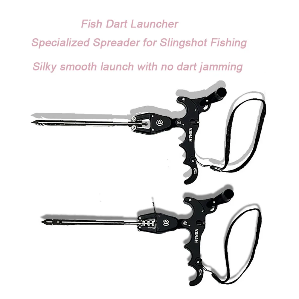 

VSNAH Outdoor Slingshot Fishing Specialized Spreader Auto Reset Fish Dart Accessories Four Finger Grip Spreader Launcher