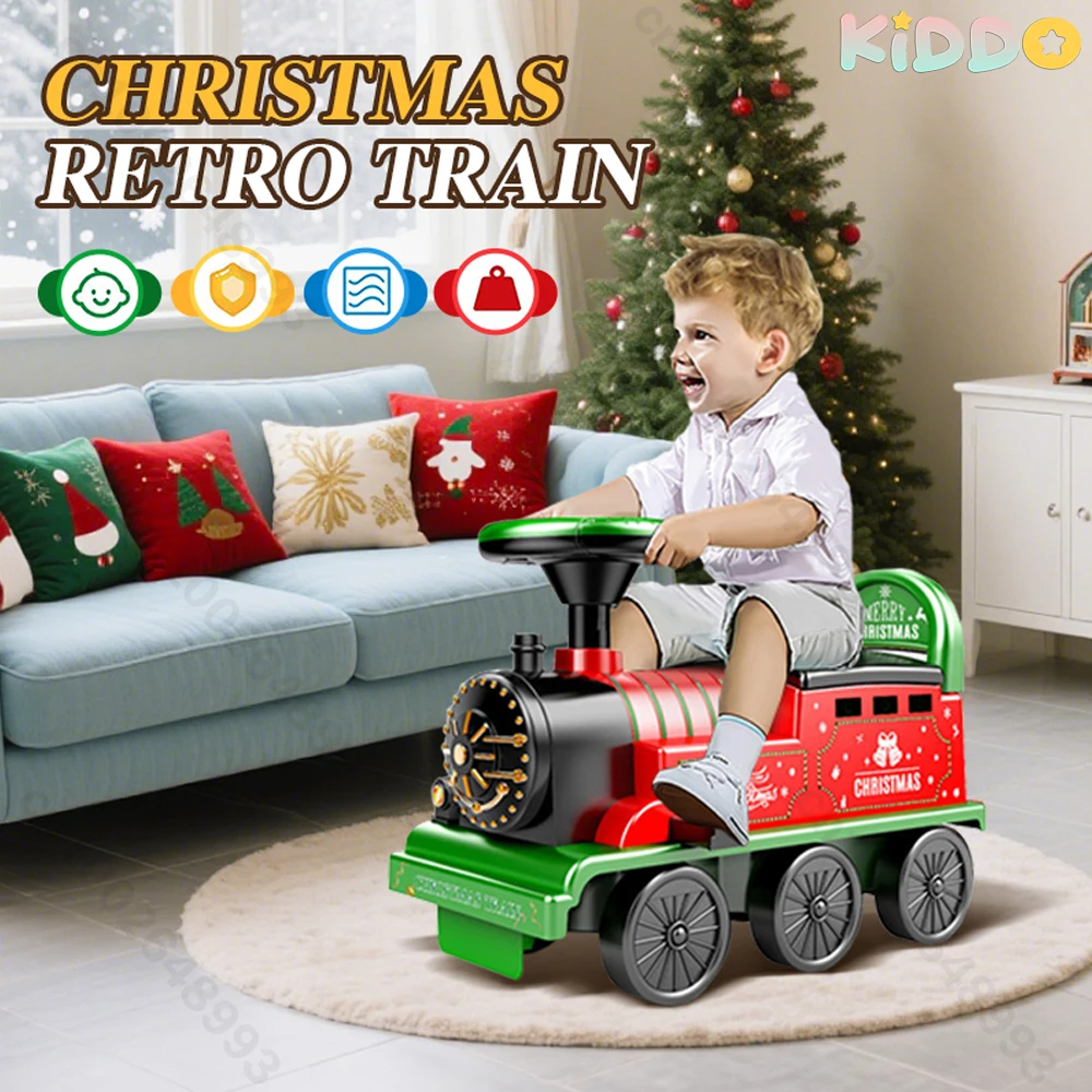 Weihnachten Elektrische Zug Kann Bemannt Diecast Zug Eisenbahn Track Auto mit Musik Licht Zug Kabine Baby Walker Kinderwagen Kinder Spielzeug Junge