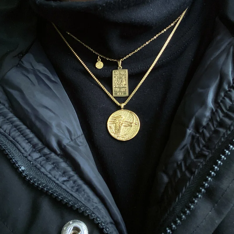 قلادة 12 كوكبة من الفولاذ المقاوم للصدأ للنساء ، قلادة علامة الأبراج ، قلادة مطلية بالذهب ، سلسلة الترقوة المربعة ، مجوهرات أعياد الميلاد