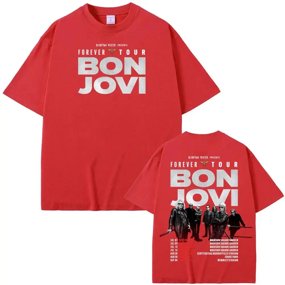 

Forever TOUR 2026 Tee Bon Jovi Grunge Band Casual Loose Top Print Cotton Comfortable High Quality Graphic Fans Gift Tops Unisex