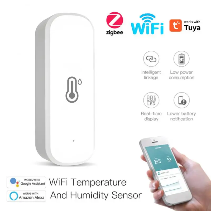 

Tuya Smart WiFi Zigbee Temperature And Humidity Sensor Indoor Thermometer Hygrometer Monitoring Works With Alexa Google Home