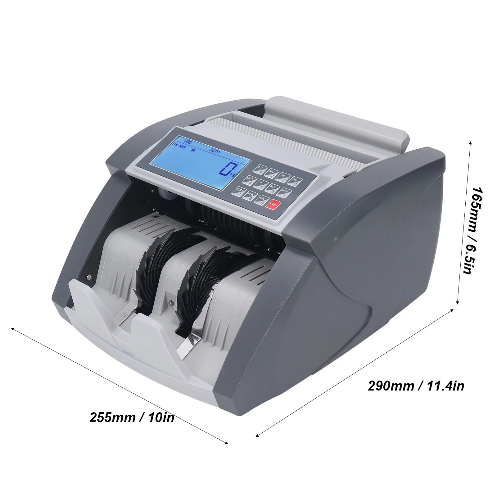 Compteur de billets de banque avec écran LCD, machine à compter l'argent, détection de faux seau, UV MG IR