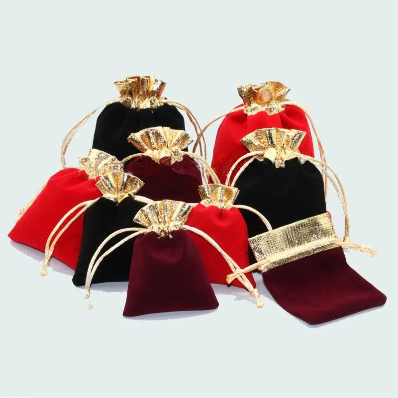 Sacchetti con coulisse in velluto da 50 pezzi confezione regalo per gioielli in tinta unita filato bomboniere natalizie Pouch 22 colori