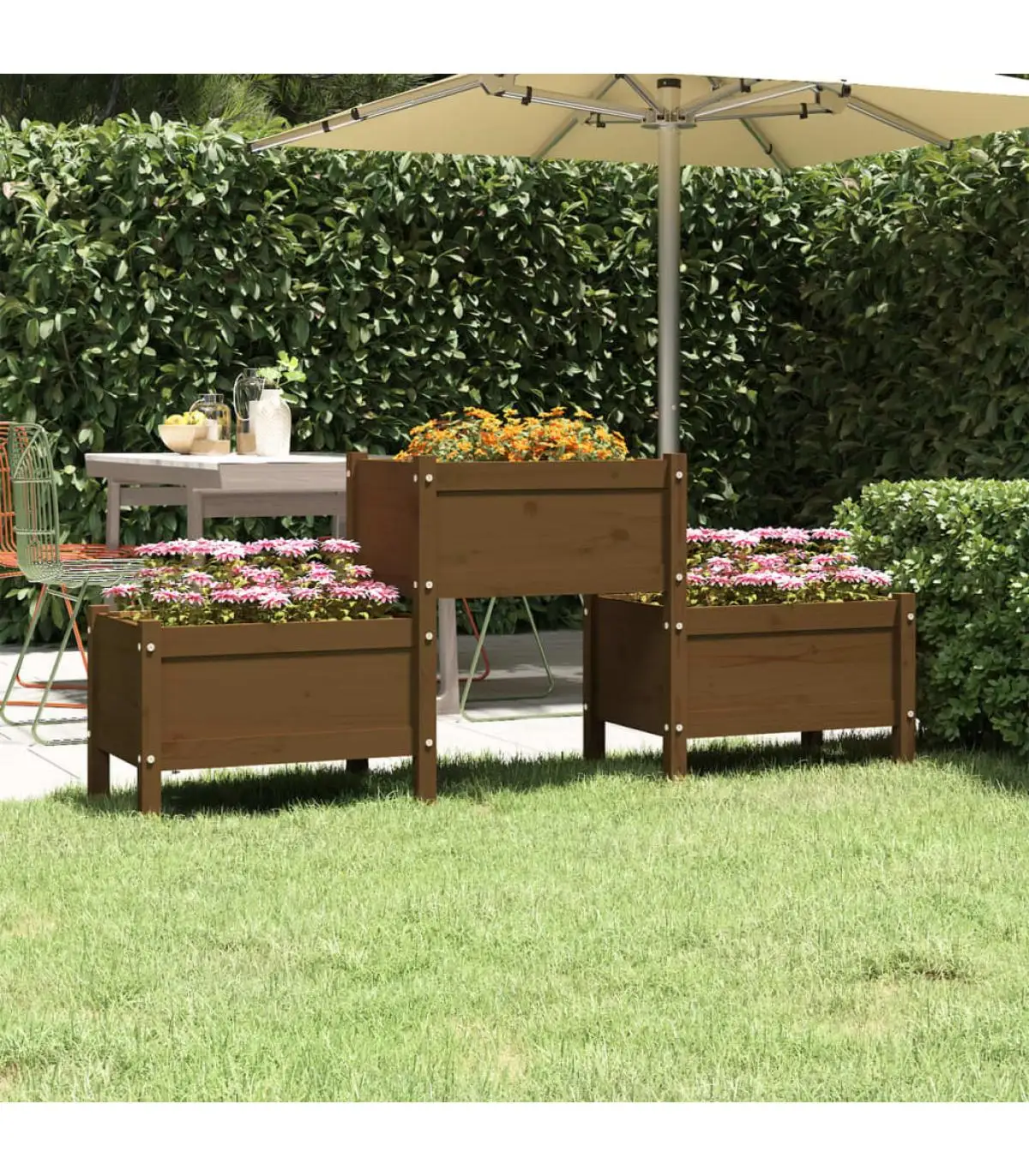 Flower pots and planters solid pine wood planter Brown Honey 178,5x44x75 cm