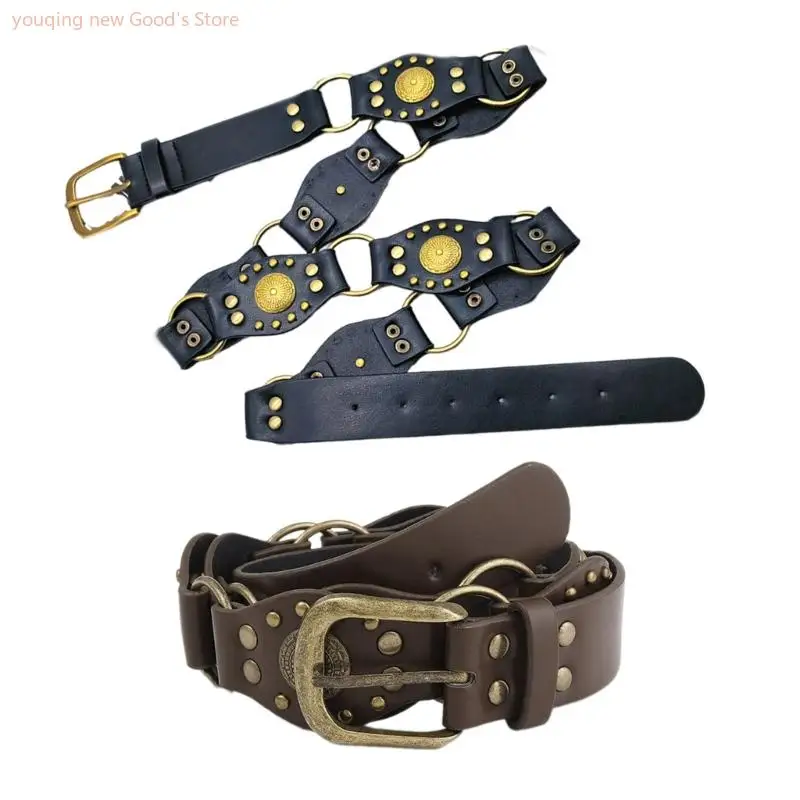 

49ME Adjustable Waist Belt for Women Ladies Skirt Dress Carved Flower Buckle Belt