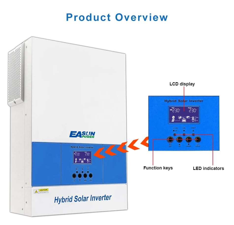 For off Grid Solar String Inverter 6.2KW Single Output 24VDC 98% Efficiency 100A MPPT Solar Controller WiFi