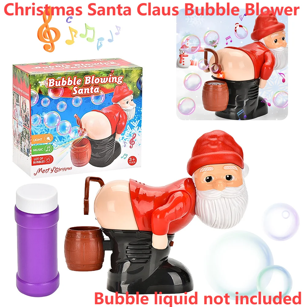 Świąteczna Zabawna Maszynka do Baniek Mydlanych Święty Mikołaj Elektryczna Maszynka do Baniek Mydlanych z Muzyką i Światłami dla Dzieci na Boże Narodzenie