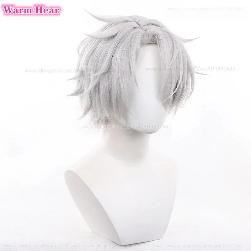لعبة HSR Phainon الاصطناعية قصيرة 32 سنتيمتر فضي رمادي تأثيري أنيمي مقاومة للحرارة الشعر هالوين حزب الباروكات CXG7;L;87;KH;8
