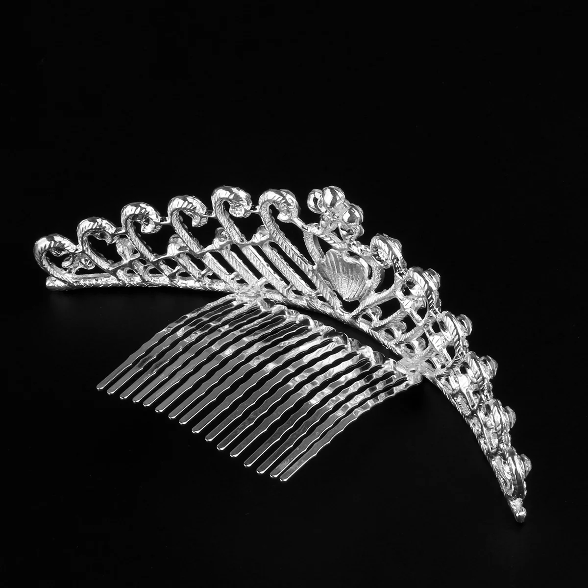 Wedding Tiara Rhinestones Crystal Flower& Heart Shped Bridal Headband Pageant Crown Comb Tiara Comb Bridal Comb Headpiece