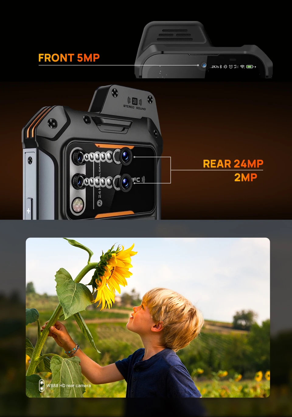 UNIWA W888 MT6765 Helio P35 Octa Core 4GB+64GB ATEX Explosion IP68 Smartphone Andriod11 6.3“ HD Screen 5000mAh NFC Mobile Phone