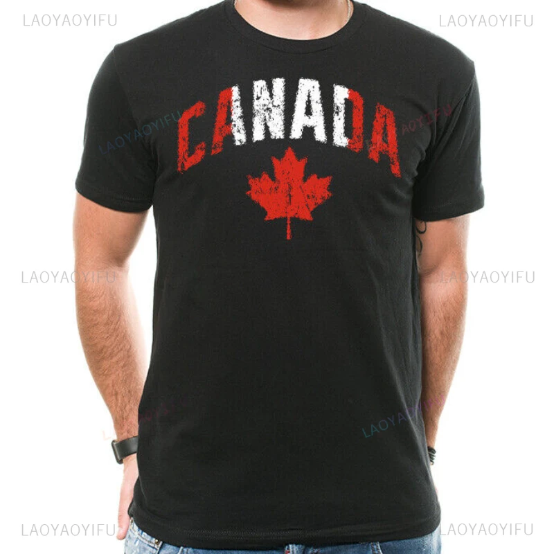 Canada Graphic T-shirt Vintage Canada Maple Leaf Flag T-shirt Canadian Heritage National Day High Quality Cotton Tee Camisetas