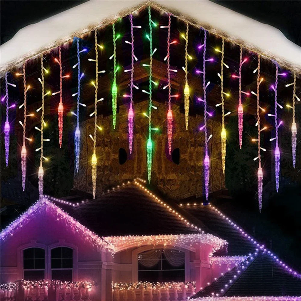 Christmas Fairy Curtain String Lights 3.4M LED Star Deer 220V 110V Garland Festoon for Xmas Tree New Year Navidad Party Decor