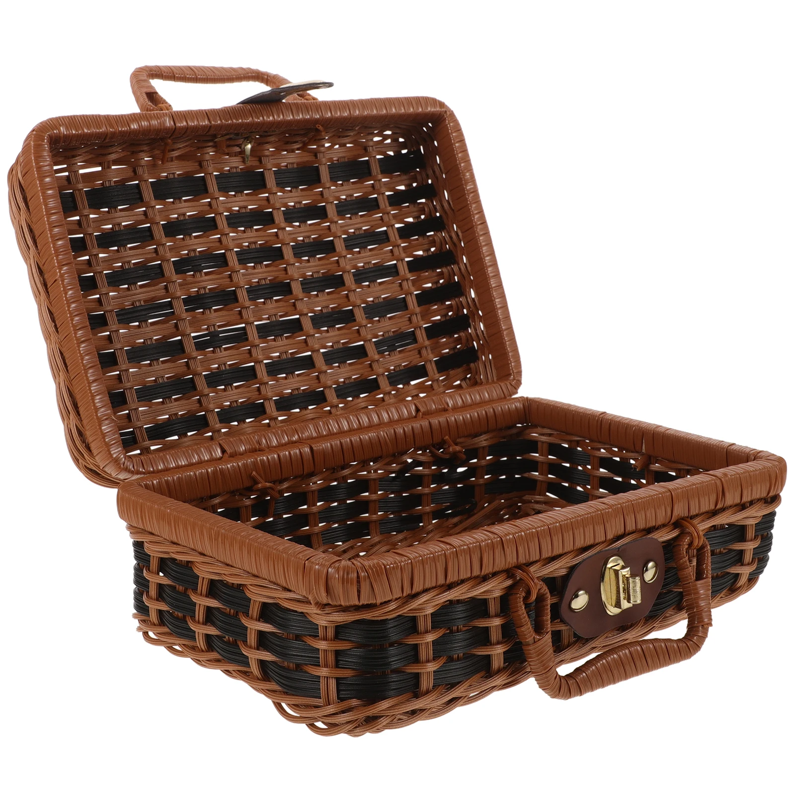 

Retro Suitcase Storage H woven Vintage Wedding Simulation Rattan ganizer Woven Case Home Decor Picnic Basket Gift Box Storage