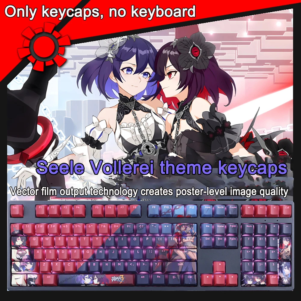 108 Keys/set Honkai Impact 3 Keycaps PBT Dye Subbed Firefly Keycaps Cherry Anime Cartoon Gaming Key Caps For ANSI 61 87 104 108