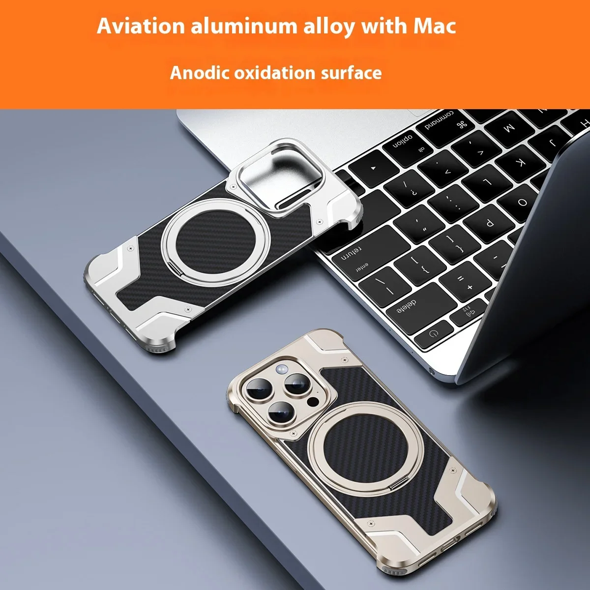 Heat Dissipation Rimless Phone Case For iphone 16 15 Pro Max Metal alloy carbon fibre Cooling Magnetic rotating bracket Cover