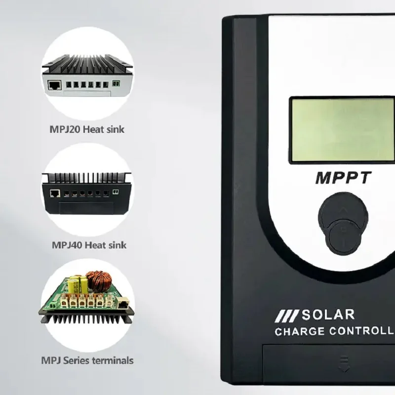 gootu mppt controlador de carga solar regulador de energia solar display lcd auto 10a 20a 30a 40a 50a 60a 12v 24v 01