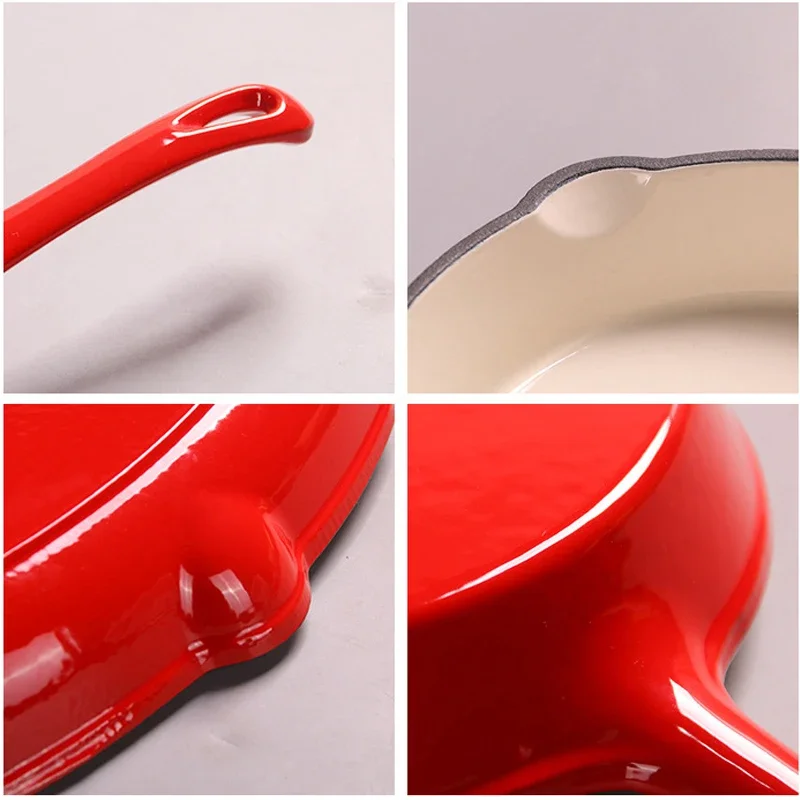 Saucepan Enamel Cast Iron pots 16/20/25cm Long Handle Non-stick Frying Pan Kitchen Cookware Skillet