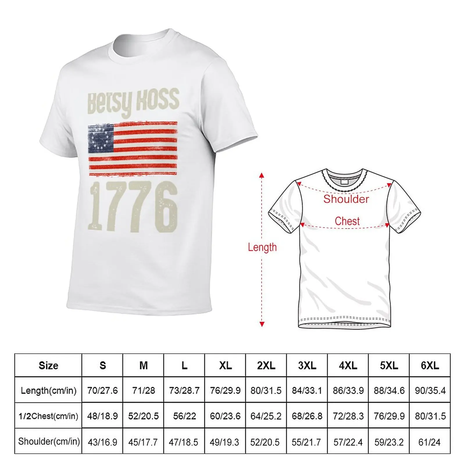 New Betsy Ross American Flag 1776 Vintage T-Shirt plus size t shirts anime mens t shirts pack