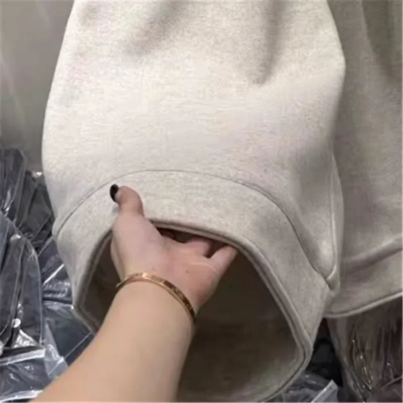 กางเกงขายาวทรงหลวมดีไซน์ใหม่สำหรับฤดูใบไม้ร่วง ผู้หญิง เอวสูง ตัดต่อ ความยาวข้อเท้า แฟชั่น กางเกงขายาวทรงกว้างมีกระเป๋า