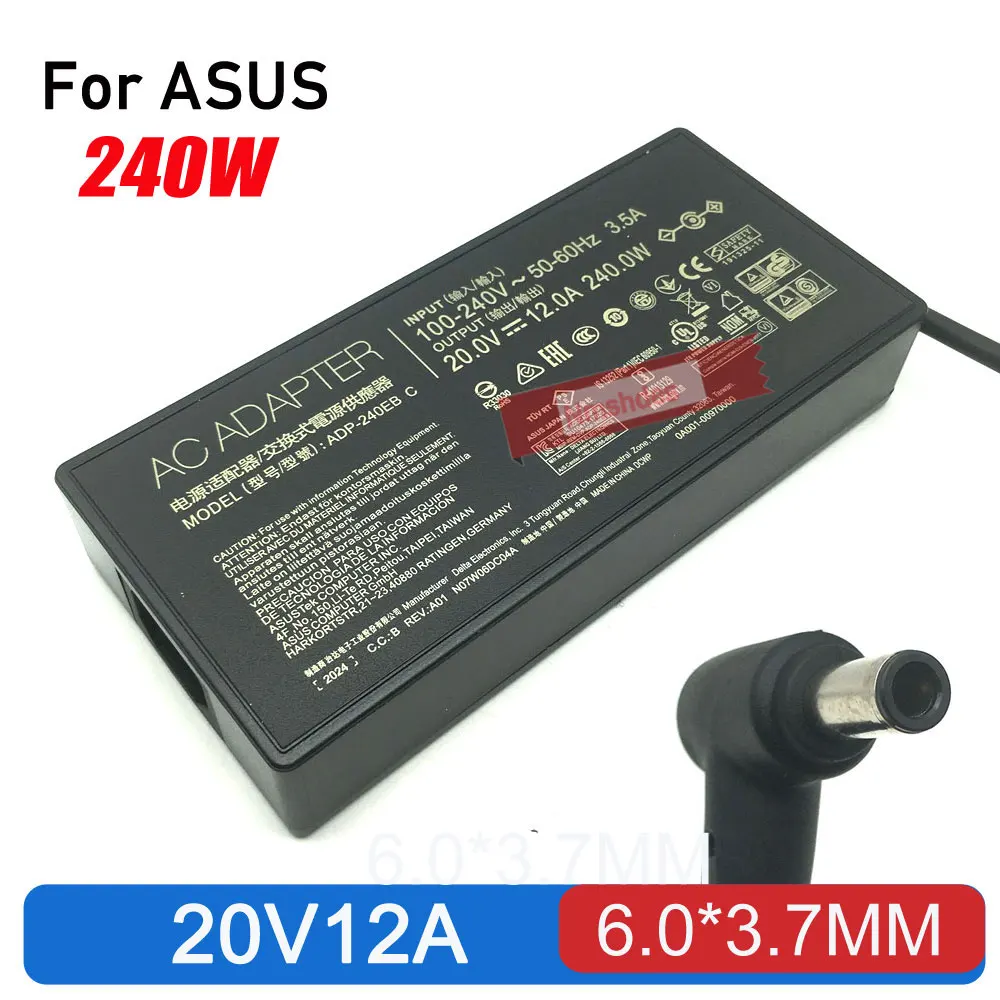 Оригинальное зарядное устройство для ноутбука Asus ROG Zephyrus G14 G15 M16 G16 S15 S17 ROG Flow X16 ROG Strix Scar 15 Адаптер переменного тока 20 В 12 А