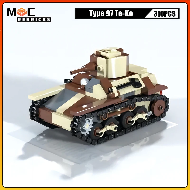 

MOC Building Blocks WW2 Military Light Armored Car Type 97 Te-Ke Reconnaissance Tank Technology Weapon Model Puzzle Bricks Toys