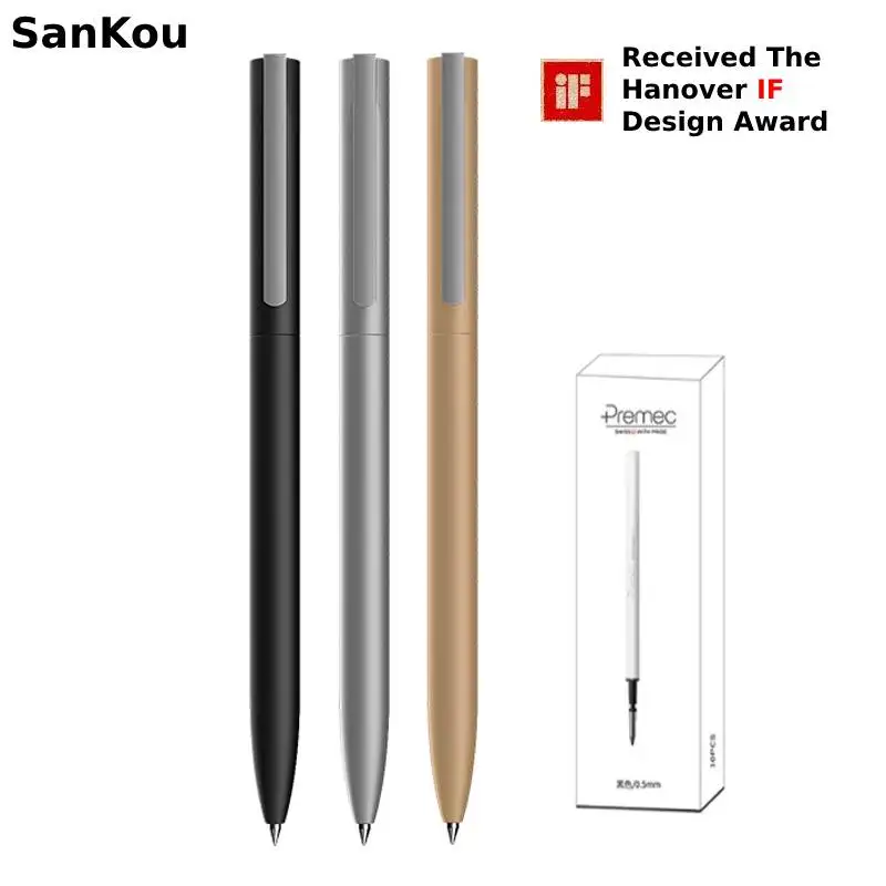 sankou metal canetas gel para escrever caneta rotary signature recarga premec cor pura simples material de papelaria para escritorio 05 mm 01