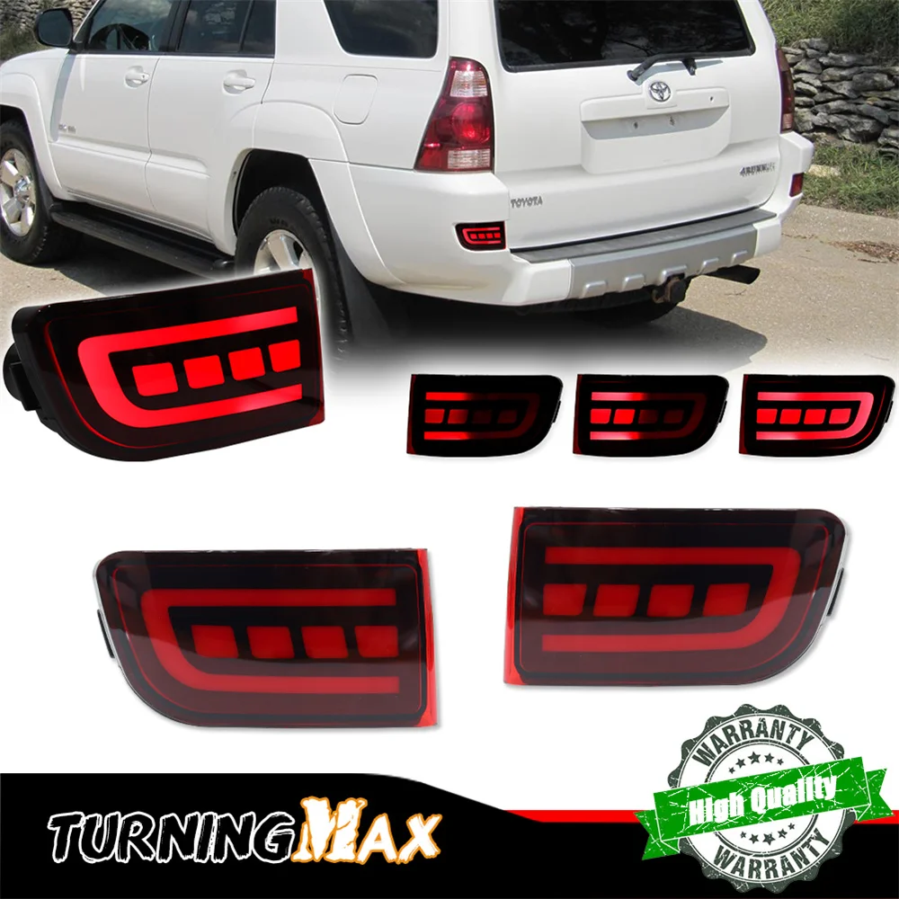 Red LED Rear Bumper Reflector Tail Lights W/Sequential Turn Signal For Toyota 4Runner 2003-2005 Land Cruiser Prado120 2002-2009
