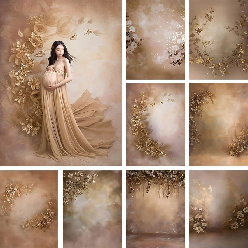 Mehofond Photography Background Beige Floral Texture Wall Adult Birthday Wedding Maternity Portrait Decor Backdrop Photo Studio