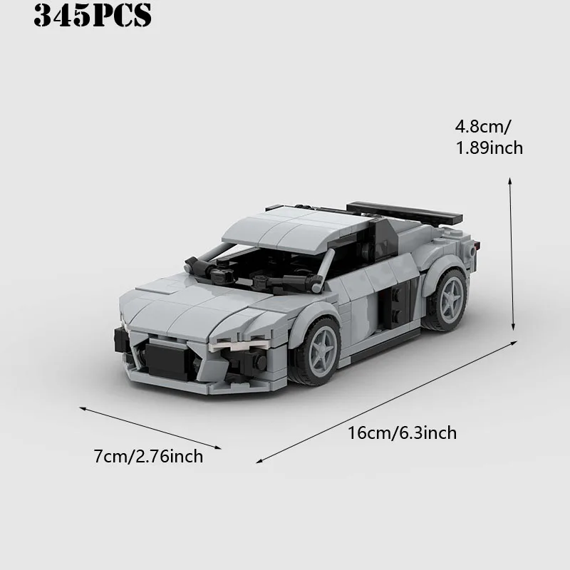 

R8 MOC Car Speed Champions Super Race Vehicle Model Building Block Creative Toy Racing Brick Technical Christmas Gift City