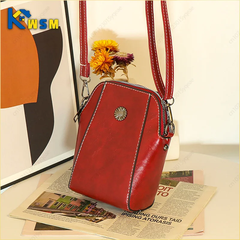 Single Shoulder Crossbody Bag Female Fashion Temperament Leather Women\'s Bag Vertical Mobile Phone Bag Crossbody Mini Small Bag