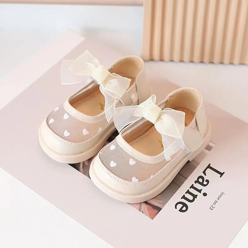 Congme Baby Girls Flat Shoes Newborn Toddler Kids Bow Princess Shoes Breathable Mesh Lace Dress Shoes Doll Shoes