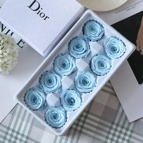 10 Pcs B 등급 3-4Cm 보존 된 꽃 불멸의 장미 웨딩 파티 어머니의 날 선물 Diy 불멸의 꽃 재료 선물 상자