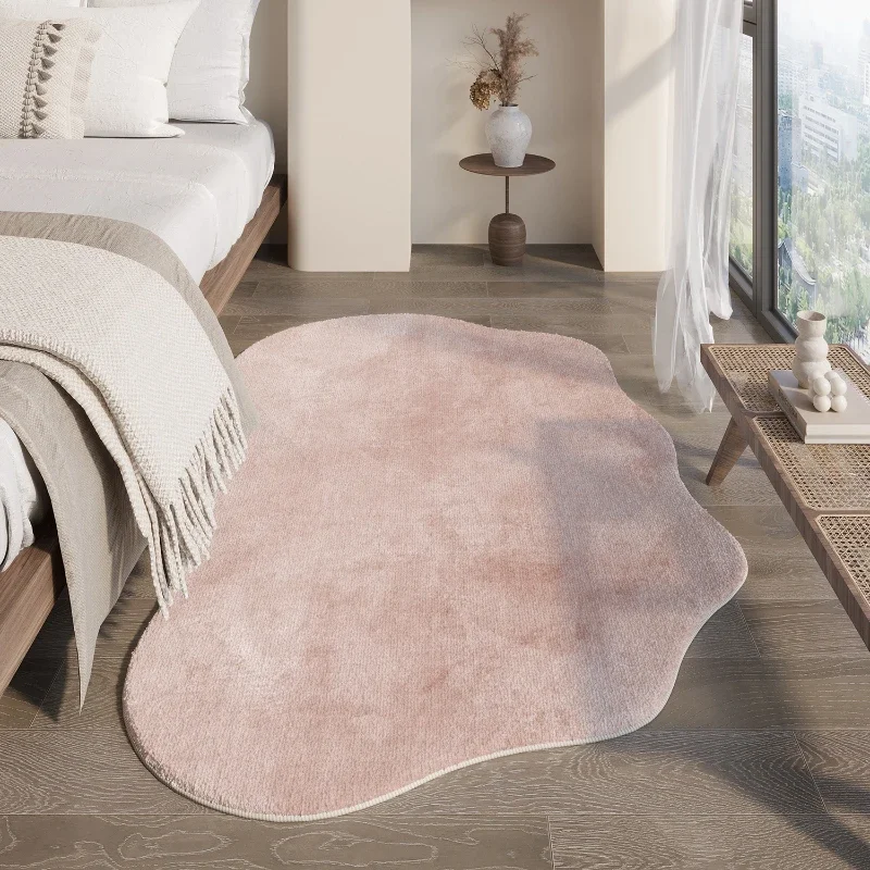 Cream Style Living Room Decoration Carpet Fluffy Soft Bedside Rug Thick Plush Study Floor Mat Irregular Shapes Rugs for Bedroom