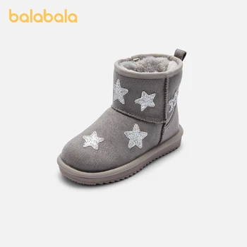 Balabala çocuklar kar botları kızlar sıcak orta buzağı çizmeler polar ile 2024 yeni kış çizmeler kaymaz pamuk çizmeler