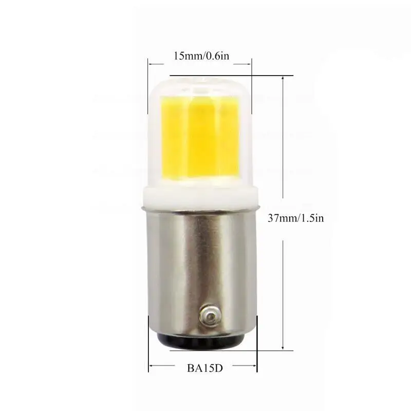 DIMMABLE BA15D LED Light Bulb 7W AC 12V 110V 220V COB 1511 LED Lamp for Chandelier Sewing Machine transparent glass cover bulbs