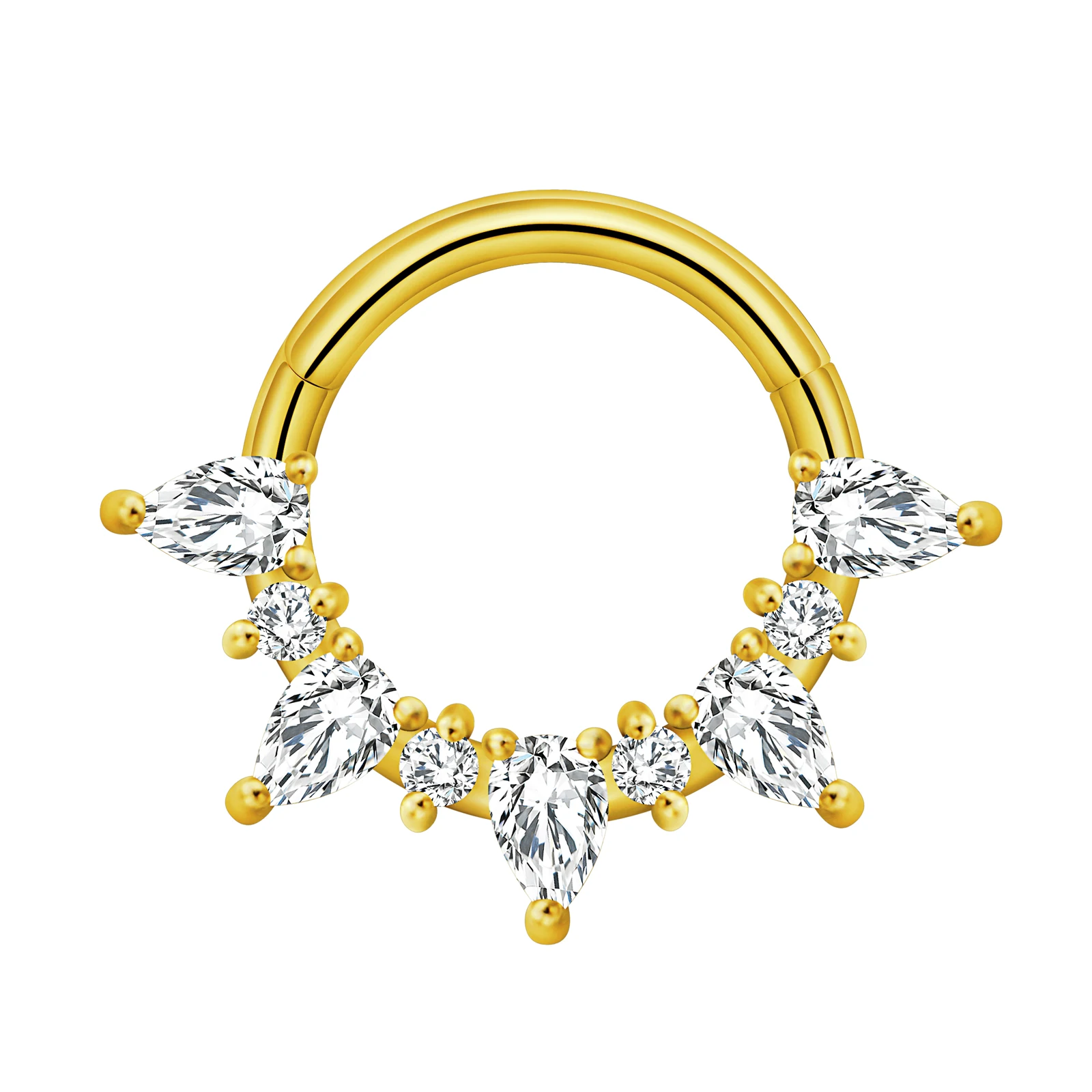 Stainless Steel Hinged Hoop Nose Rings with Butterfly Pattern