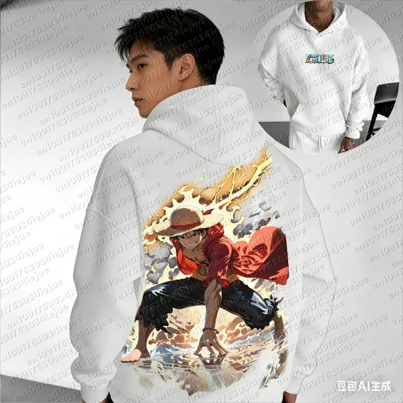 

2026 ONE PIECE Luffy Animation Peripheral Printed Hoodie Autumn and Winter Loose Men's and Women's Pure Cotton Sweater