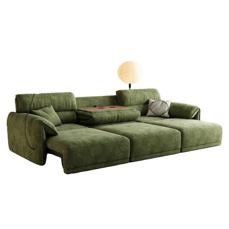 Electric multi-functional sofa, lazy living room, retractable adjustment, fabric sofa bed integrated